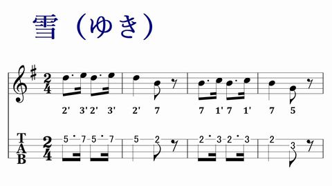 雪 カリンバ無料楽譜 歌詞 初心者用ナンバータブ 数字楽譜 日本の歌百選 Pakane
